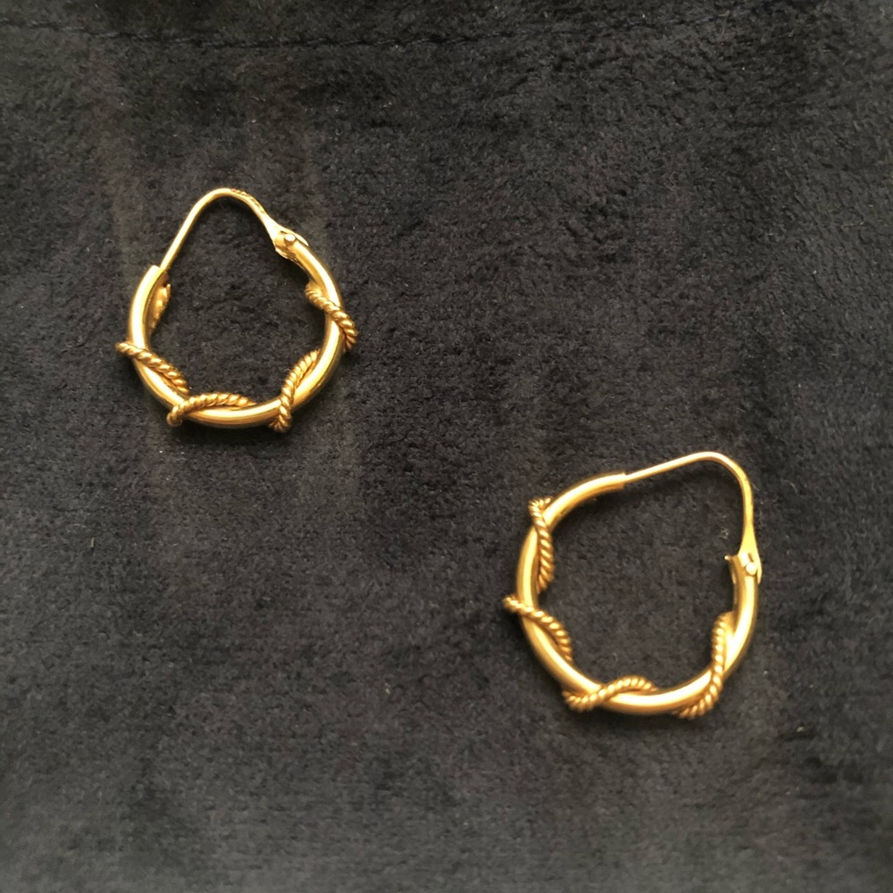 Dainty Gold Tone Lightweight Twisted Hoop Earrings - Picture 2 of 10